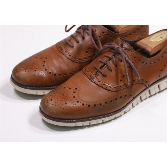 Cole Haan Mens British Tan Brown Zero Grand Wingtip Oxford Dress Shoes 9 main image 10